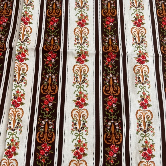 Other - VTG Evelyn Peterson Floral Striped Fabric Americana MCM 2yds 75"x43" Canvas 70s
